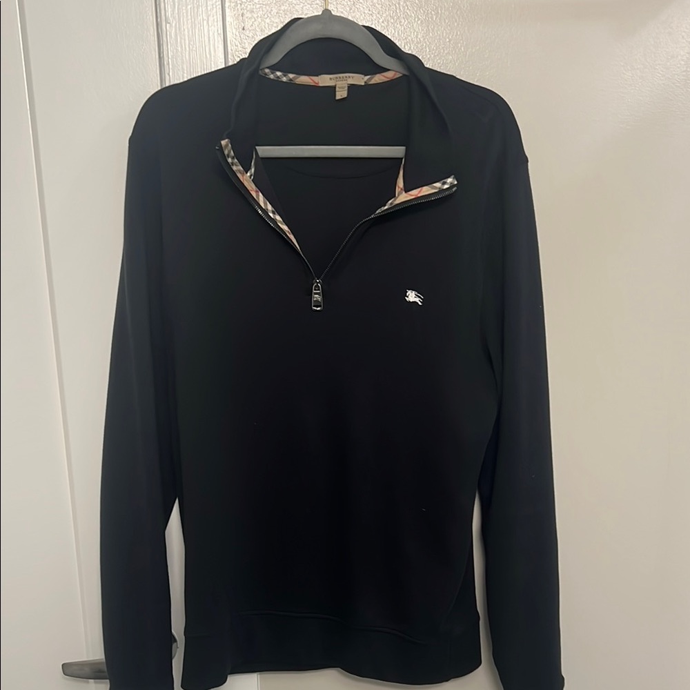 Burberry Men's Luxurious Black Quarter Zip Sweater